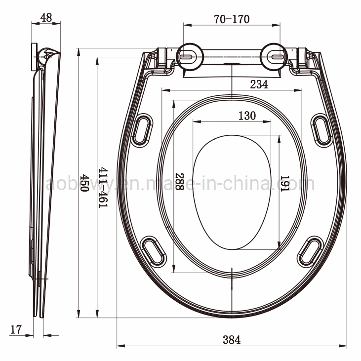 Sample Customization Elongated Toilet Seat with Cover (Oval) Quiet Close with Baby Seat