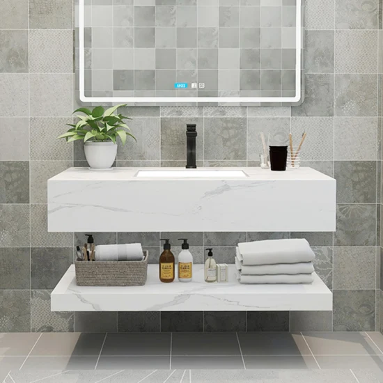 Lavabo in marmo Lavabo Grande lavabo in superficie solida per bagno sospeso in pietra artificiale in Cina Lavandino